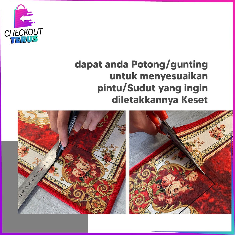 CT C734-C738 Keset Kaki Motif Karpet Permadani Uk 40X60 Keset Kamar Mandi Bunga Karakter Anti Slip Keset Kaki Eropa Classic Flower Import