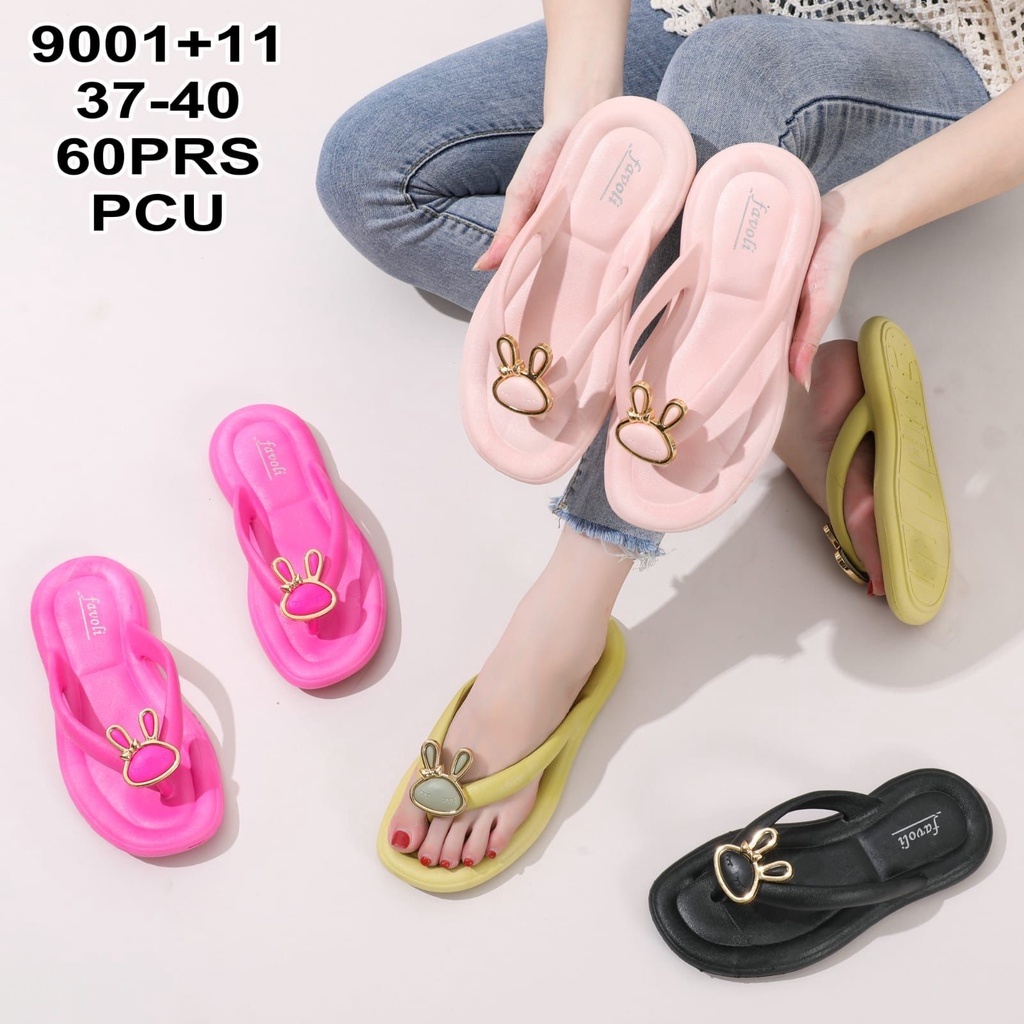 Sandal jepit wanita pin kelinci lucu Bunny flip flops female size 36-40