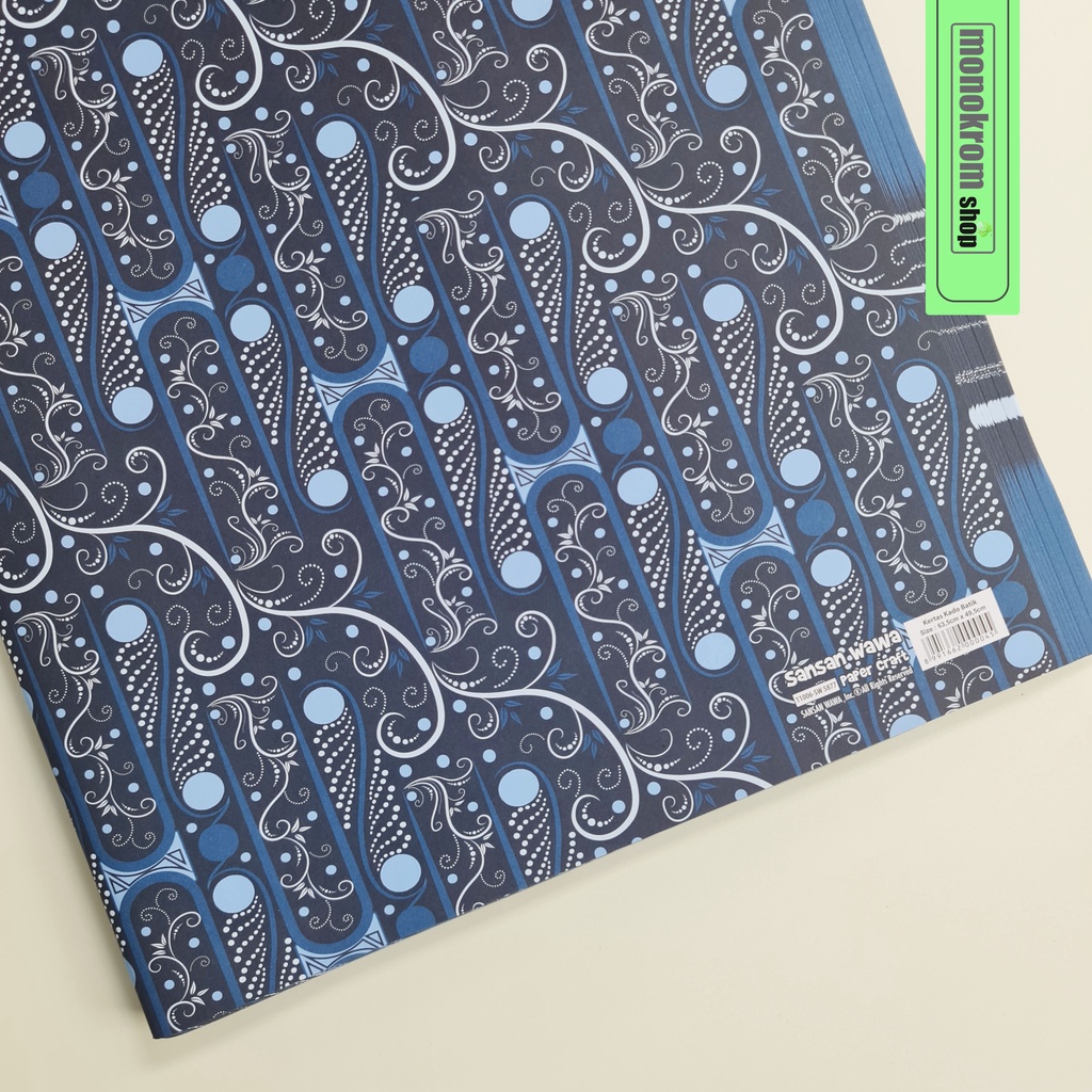 Kertas Kado Sansan Wawa Batik Motif Pattern Biru Tua - Wrapping Paper