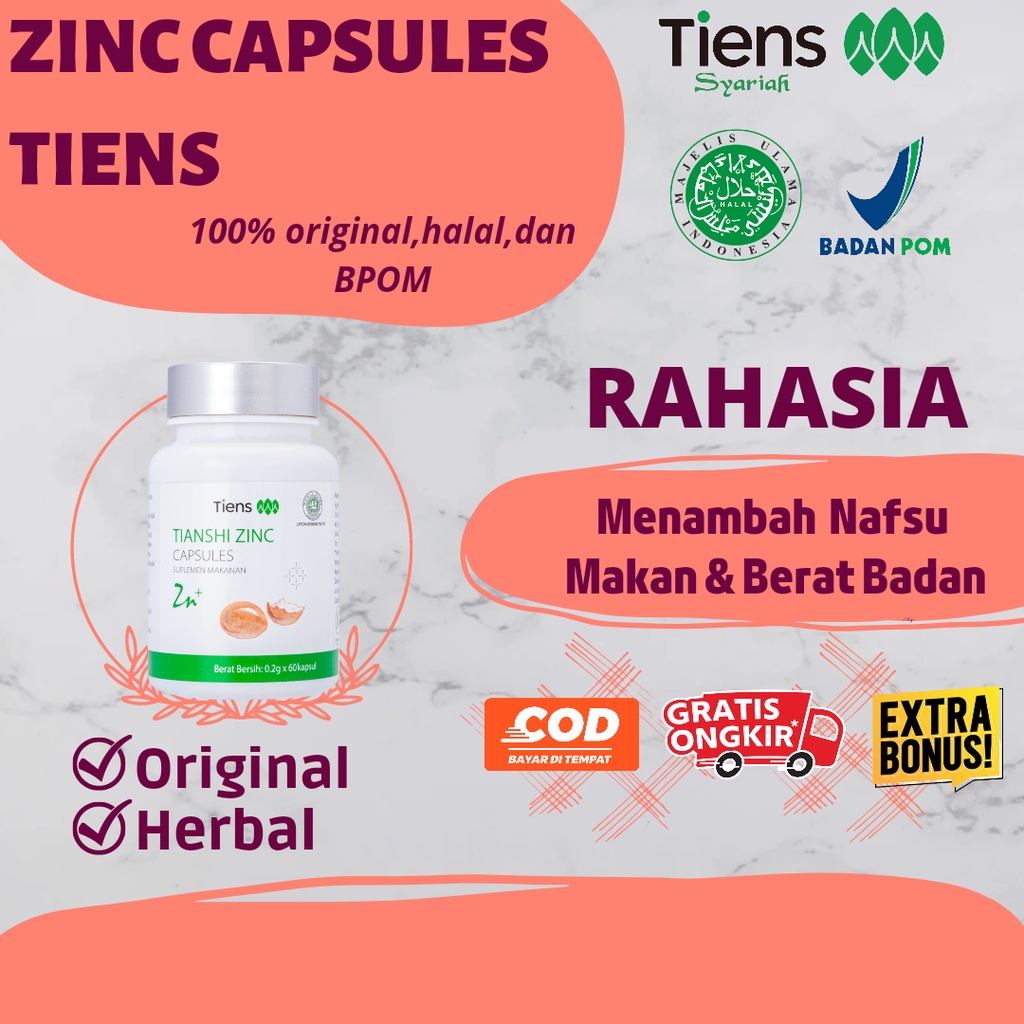 ZINC CAPSULES ECERAN SUPLEMENT PENGGEMUK BADAN PENAMBAH BERAT BADAN OBAT PENGGEMUK KAPSUL GEMUK PROT