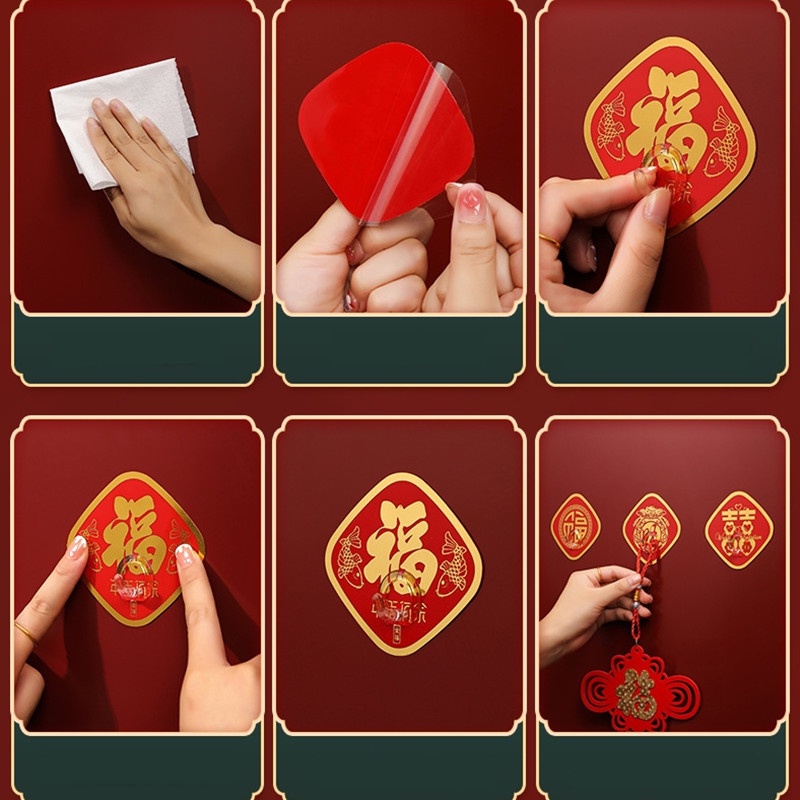 Kait Gantung Dinding / Pintu Seamless Warna Merah Untuk Festival Fortune
