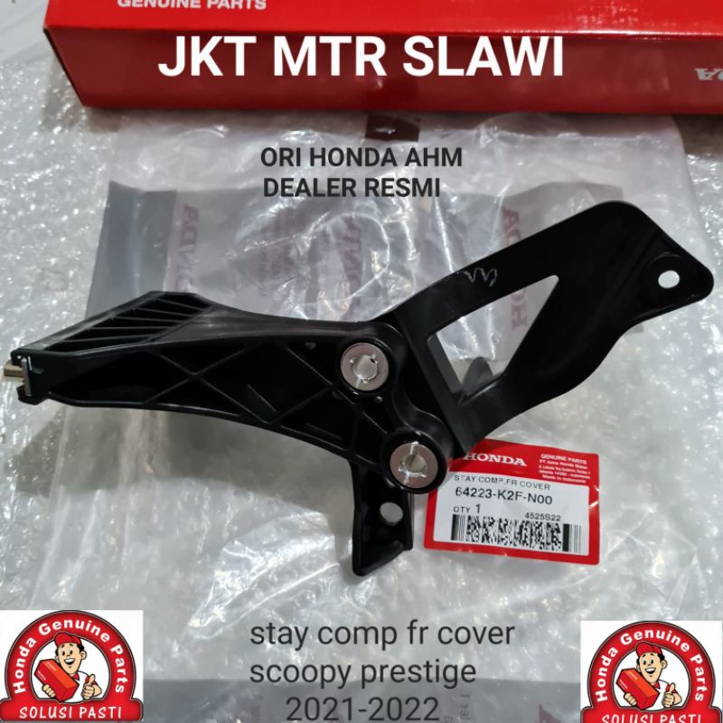 64223-K2F-N00 stay comp braket dudukan panel lampu, besi plat tameng lampu scoopy prestige 2021-2022 asli honda