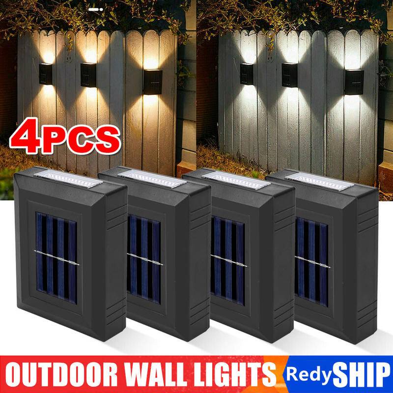 LED Solar Outoor Wall Light Outdoor Fence Garden Sconce Waterproof Porch Lighting Lamp Lampu Dinding Surya 4PCS/Set