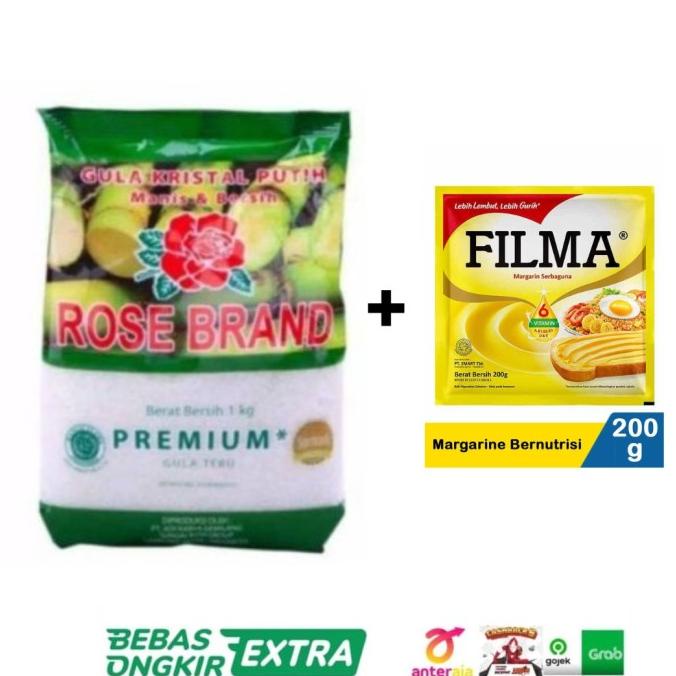 

(:(:(:(] PAKET SPESIAL (GULAKU ROSE BRAND 1KG + MARGARINE FILMA)