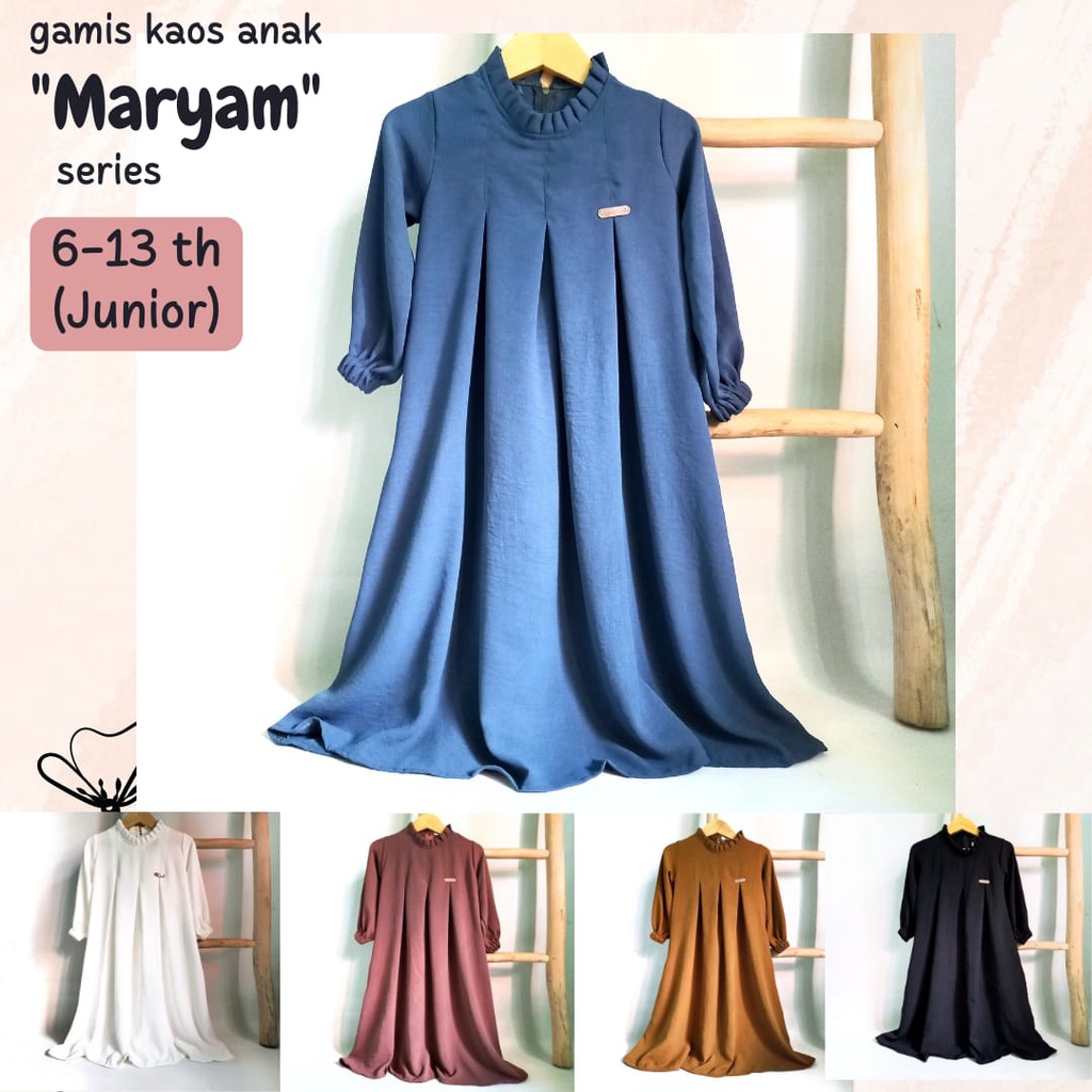 GAMIS ANAK CRINKLE  &quot;MARYAM&quot; SERIES 6-13 TH JUNIOR (+SAKU) / GAMIS ANAK POLOS JUNIOR