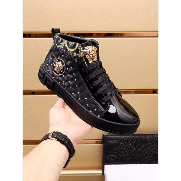 sepatu boot pria vers4ce sneaker high top cowok men shoes hitam terlaris P1SHOES