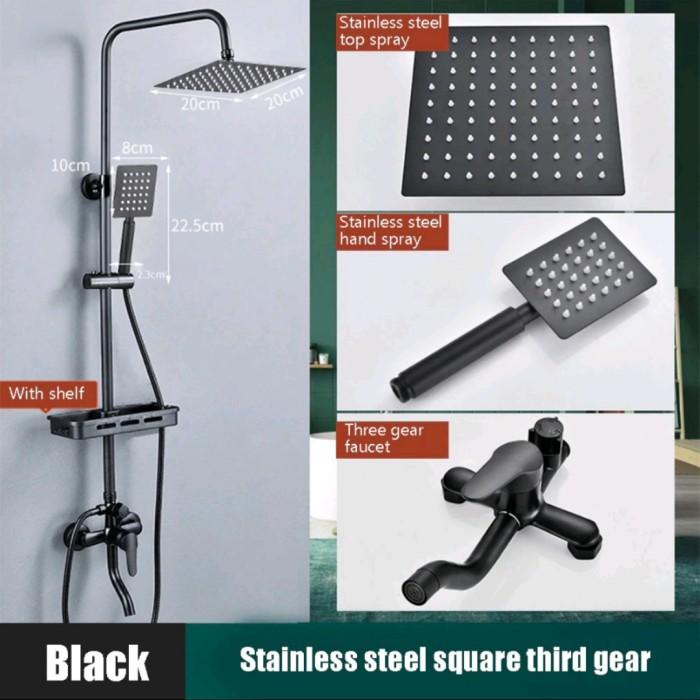 shower column set panas dingin hitam/shower tiang panas dingin hitam