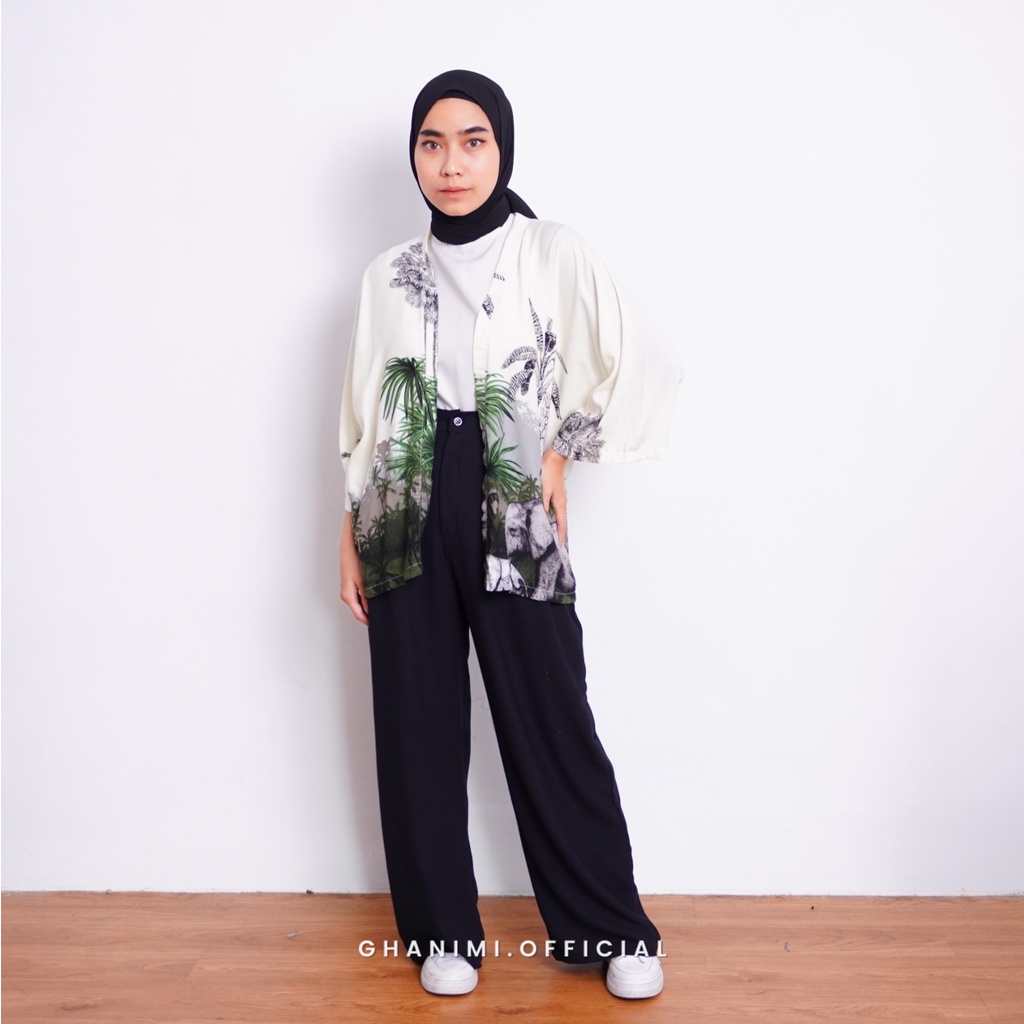 Ghanimi - Moana Outer / Outer Batwing Motif / outer pantai / outer rayon motif / outer lengan 3/4 / outer casual floral