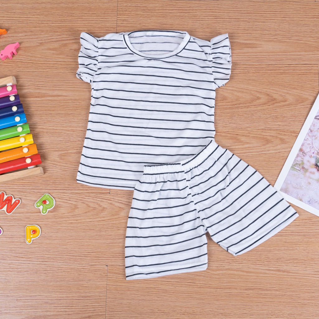 VS - Setelan Anak Perempuan / Setelan Anak Ruffle Set Salur / Set Salur Ruffle Anak 1-5 thn