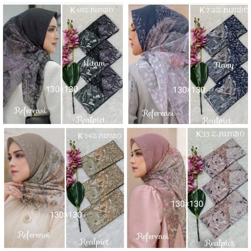 jilbab voal motif premium LC jumbo 130x130 grosir dan eceran