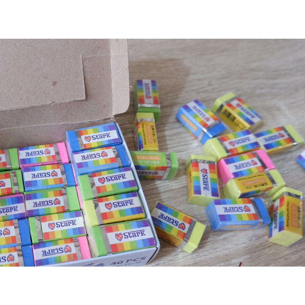 

Penghapus Stark Rainbow / Karet Penghapus Stark Hitam per pack isi 40 pcs
