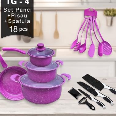 Q8F5 Panci Set Riverra Teflon Marble 18 Pcs Cookware Set Tutup Kaca  Spatula 6Pcs PANCI TEFLON 18 SE