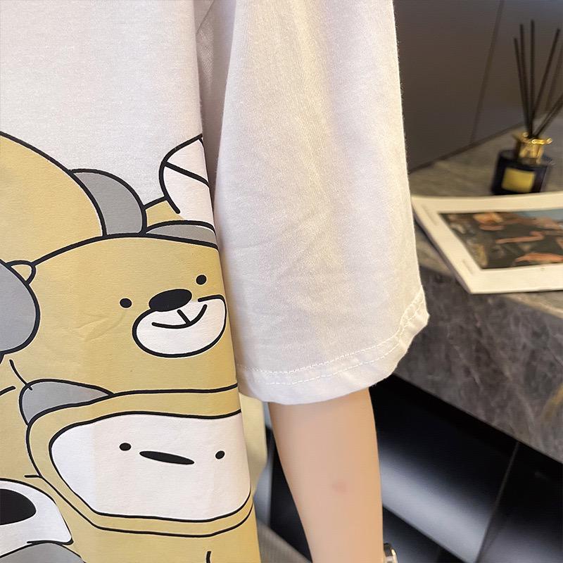 [littlecrab] Kaos Oversize Crop Berkerah Big Bear Hijau Putih Many Bears in Cashier Simple Unik T-shirt Polo Banyak Beruang Berkualitas Your Super Power Baju Kerja Kuliah Jalan Korean Style