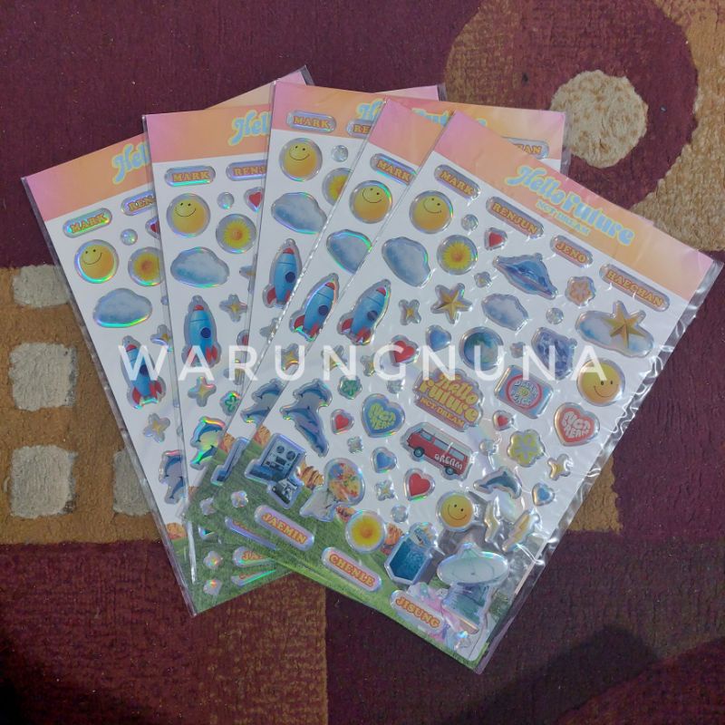 [ READY ] HOLO EPOXY STICKER HELLO FUTURE NCT DREAM + PHOTOCARD SEALED (STIKER PC MURAH)
