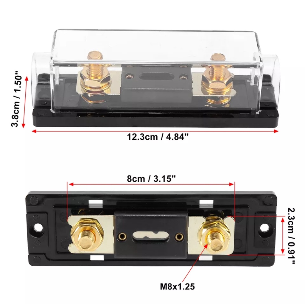 Fuse/Sekring Holder ANL Audio Gold Plate 60A - 500 A