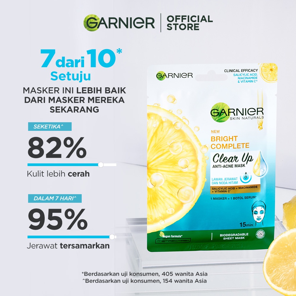 GARNIER SKIN NATURALS BRIGHT COMPLETE CLEAR UP ANTI-ACNE MASK / MASKER WAJAH 23 G