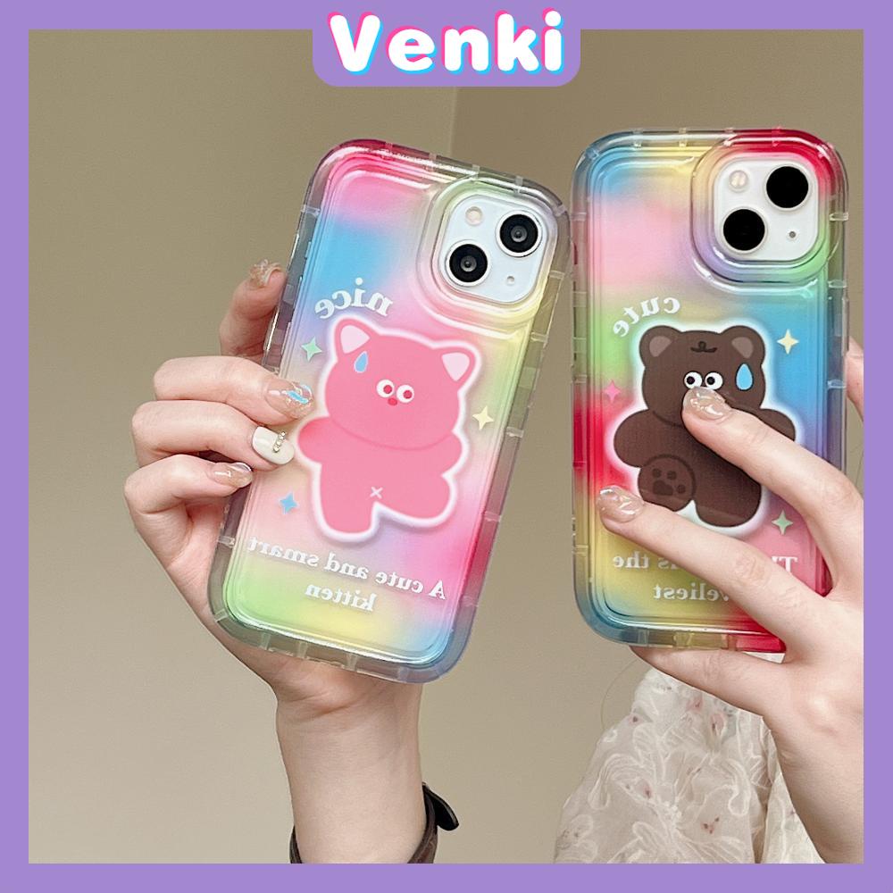 Case For iPhone 14 Pro Max TPU Soft Jelly Airbag Case Gradient Cute Bear Clear Case Camera Protection Shockproof For iPhone 14 13 12 11 Plus Pro Max 7 Plus X XR