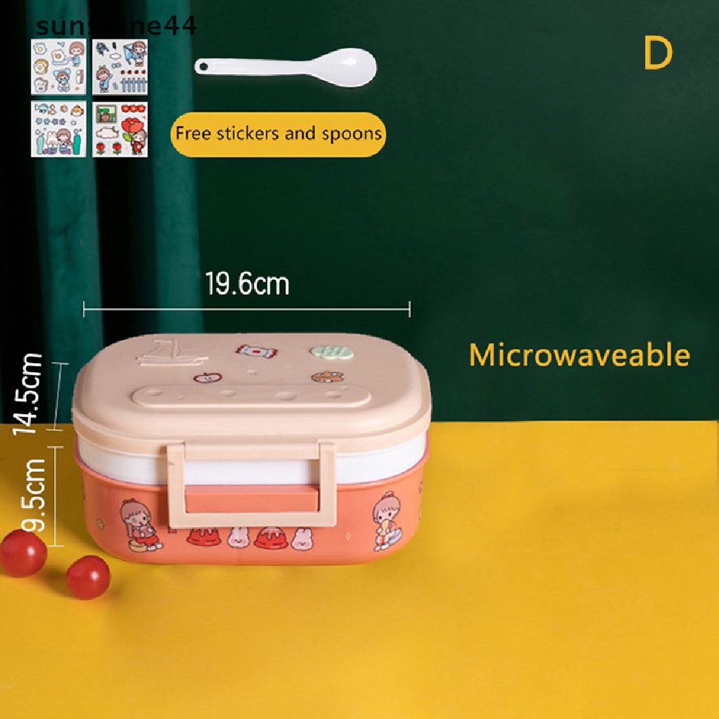 Sunshine Single Layer/Double Layer Plastic Divided Lunch Box Student Office Worker Lunch .