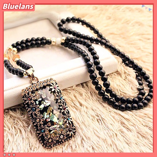 Bluelans Kalung Rantai Dengan Liontin Opal Imitasi Warna-Warni Untuk Hadiah
