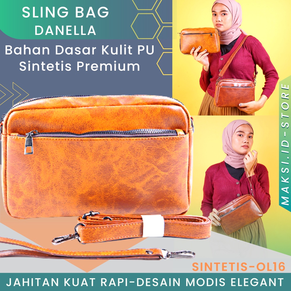 Tas Selempang Kulit Wanita Asli Tas Slempang Wanita Kulit Cewek DANELLA OL16 Sling Bag Wanita Fashion bahan Kulit PU SINTETIS PREMIUM