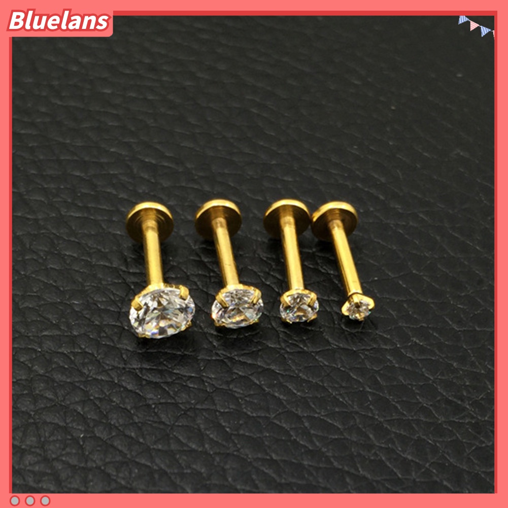 1pc Anting Stud Tindik Bibir Telinga Bahan Cubic Zirconia Untuk Wanita