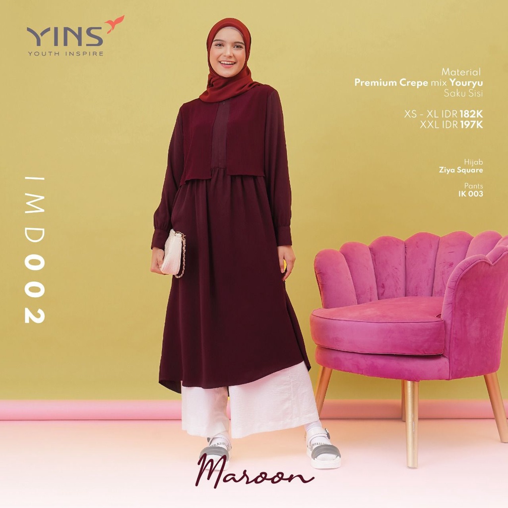 [BISA COD] New Collection IMD 002 BahanPremium Crepe mix Yoryou midi Dress Modern Simpel by Inspire