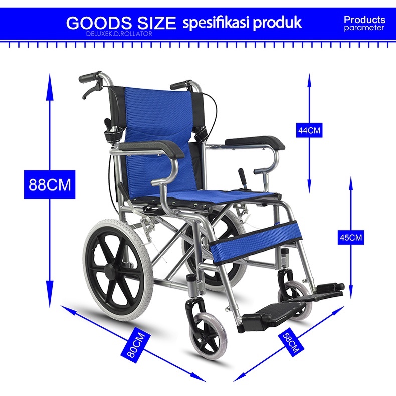 Kursi roda rumah sakit / kursi roda lipat portabel / kursi roda lansia / kursi roda dorong tangan / kursi roda swadaya / kursi roda pasien/kursi roda ringan