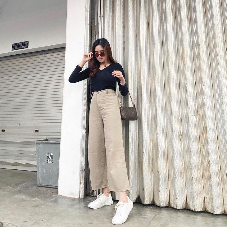 Harga Termuraah Celana Kulot Wanita Jeans Warna Kulot Lilac Putih Army Coklat Khaki Jins Masakini