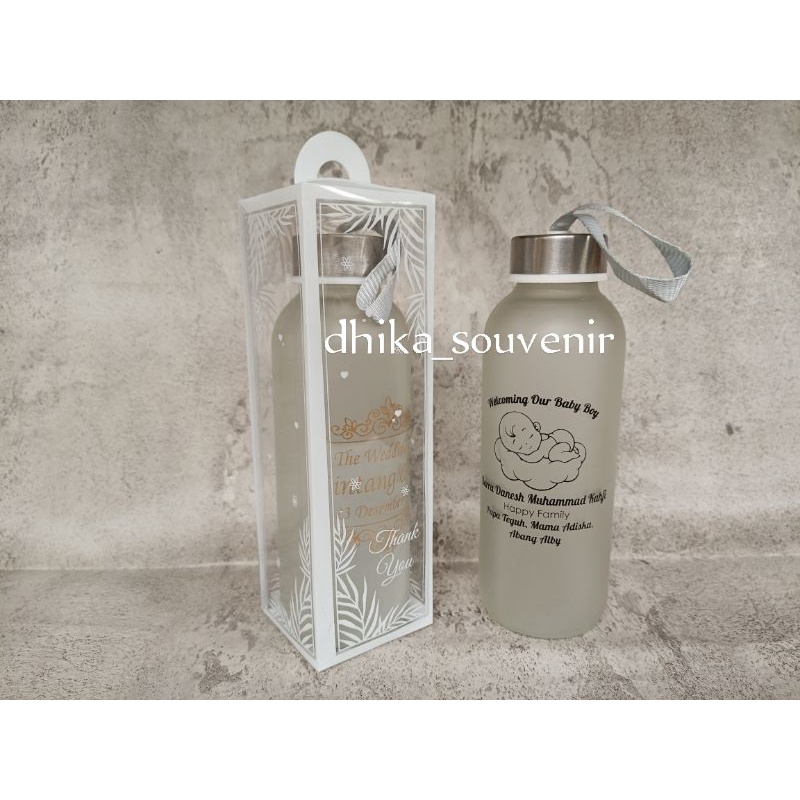 Souvenir botol tumbler dove 420ml kemasan mika motif