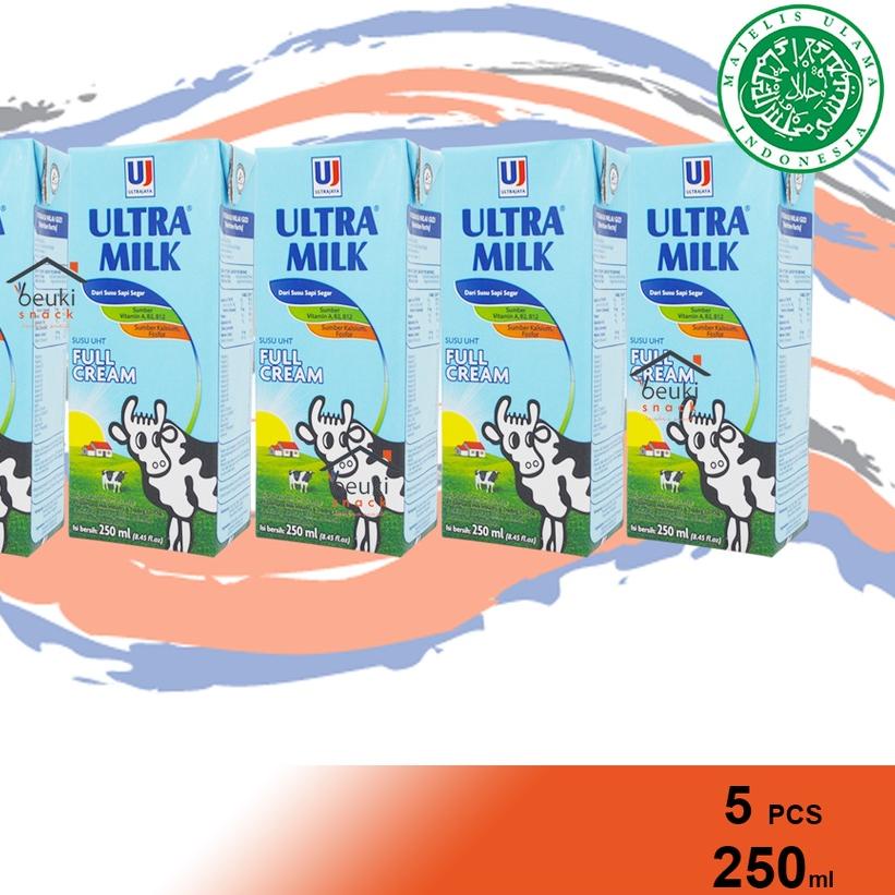 

Diskon✔️5PCS Ultra Milk Full Cream Susu Sapi Rasa Original Kemasan UHT Halal MUI - 5pcs x 250ml|KD1