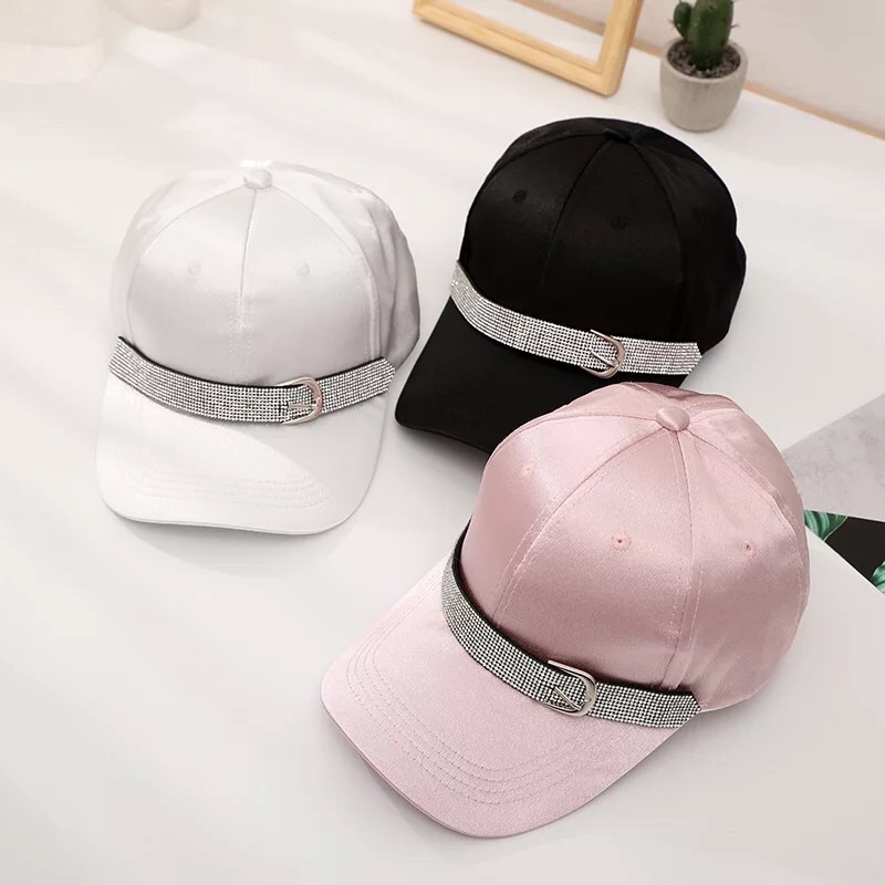 Topi Baseball Perempuan Gaya Ikat Pinggang Topi Import Mewah Topi Cewek Keren Kekinian Berbahan Katun Twill Unisex