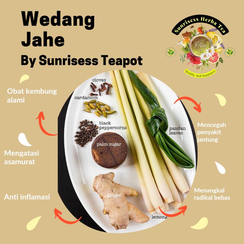 

[Sachet] SUNRISESS TEAPOT - Gingger Tea Blend - Mengatasi Kembung - Mengatasi Asamurat - Mencegah Jantung - Rempah Jsr - Herbal - Teh Jahe - Minuman Tradisional Herbal - Jahe - Jahe Kering