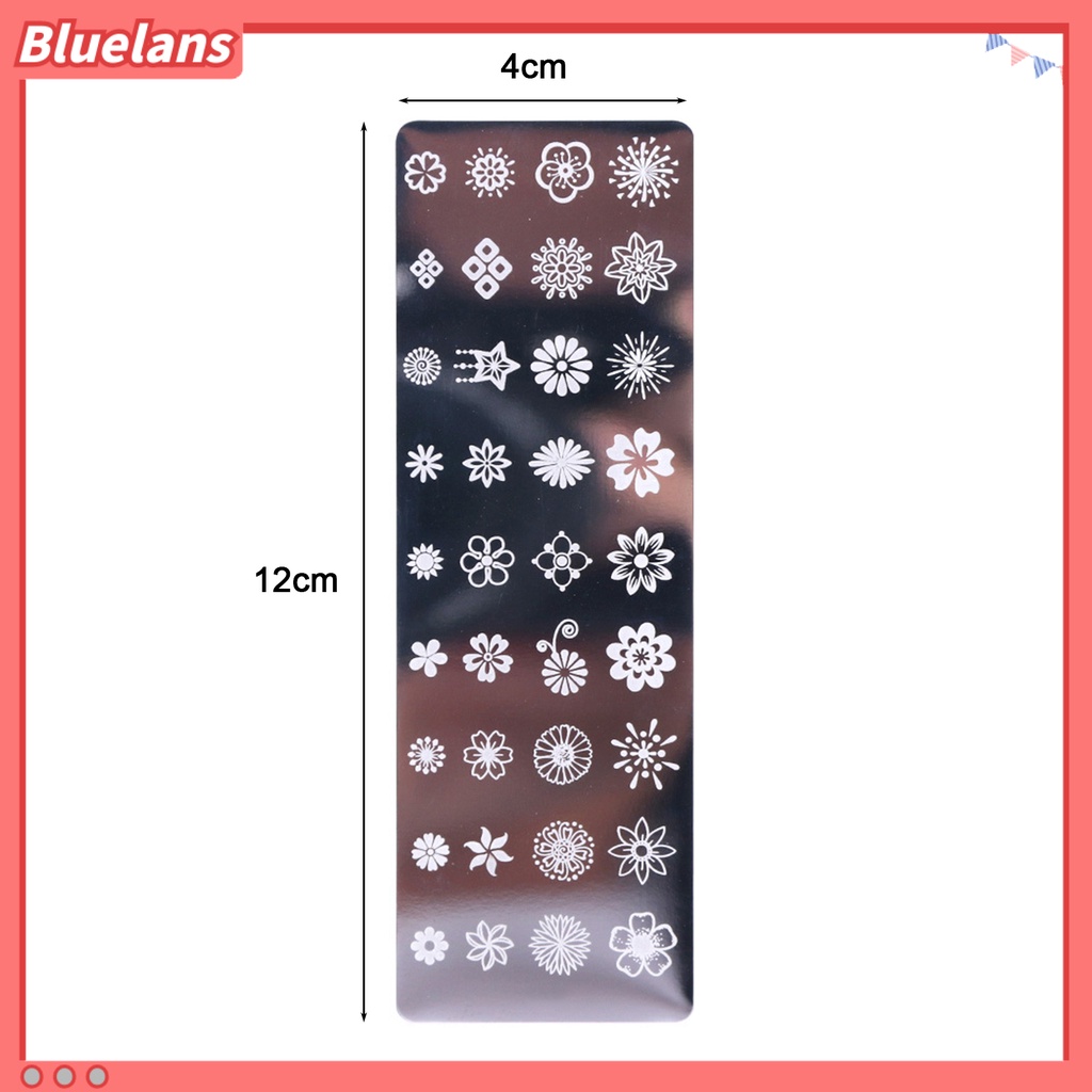 Bluelans Plat Stempel Nail Art Motif Bunga / Daun Bahan Stainless Steel Untuk Manicure DIY