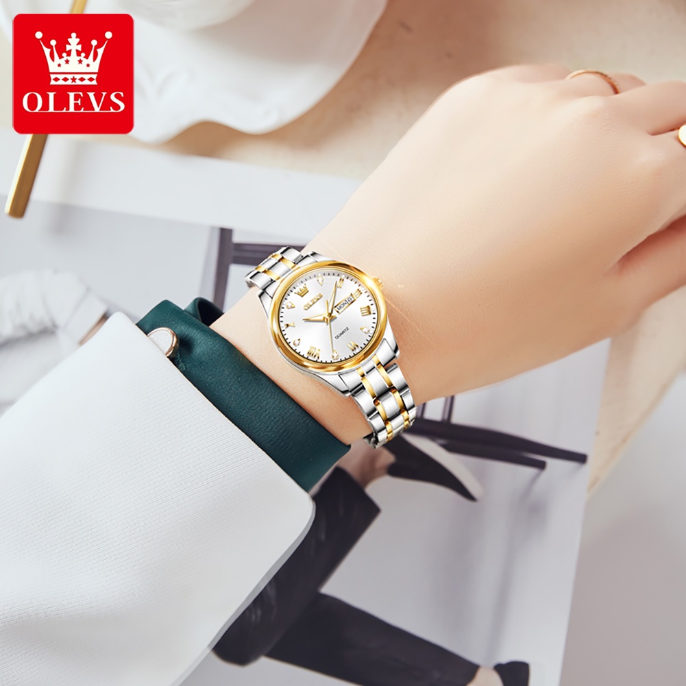 OLEVS Jam Tangan Wanita Original Anti Tahan Air Luminous Stainless Steel Women Watch Luxury Fashion