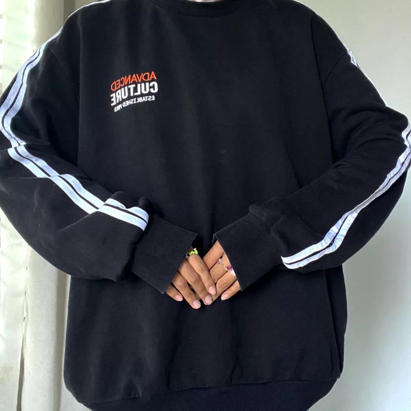 CREWNECK MURAH 95K HITAM ADVANCED TBJ BLACK TEBAL