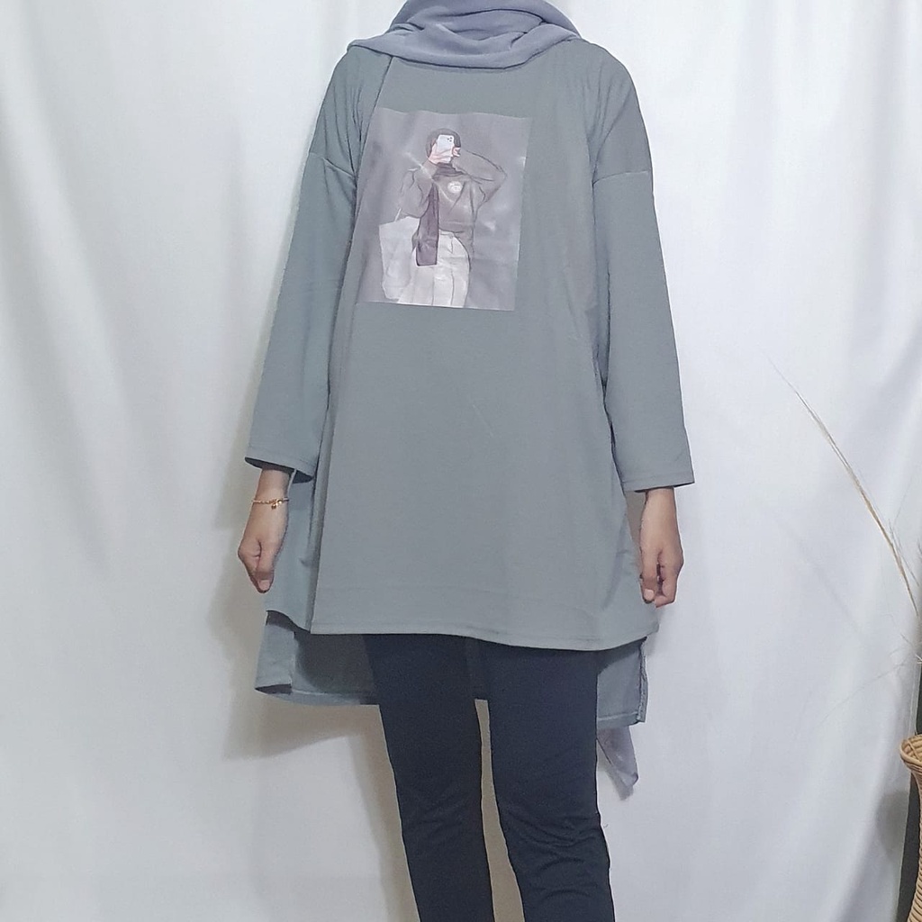 Dailythings Tunik Oversize Adiba Viral Ukuran Fit L sampai XXL LD 118cm PB 73cm