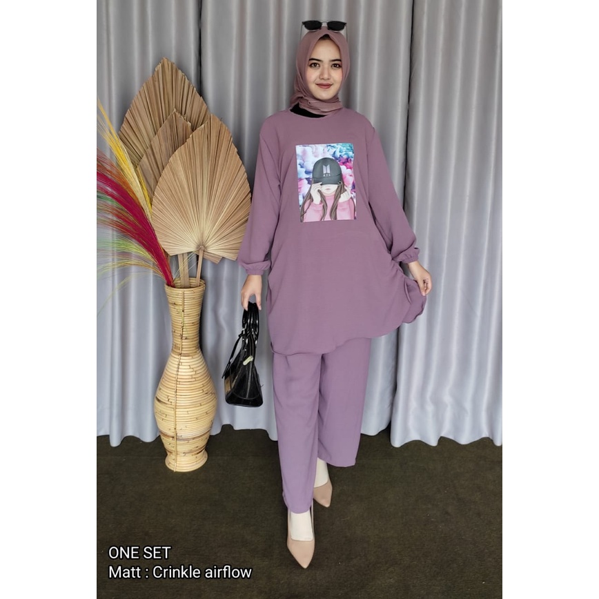 CITRA SET BAHAN CRINKLE UKURAN M L XL XXL APLIKASI SABLON SETELAN BAJU DAN CELANA SETELAN VIRAL WANITA 2022 SETELAN WANITA KEKINIAN SET KOREAN STYLE WANITA MUSLIM