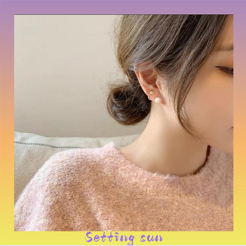 Anting Mutiara Temperamen Anting Desain Sederhana Wanita S925 Anting Kepribadian Perak S925 TN