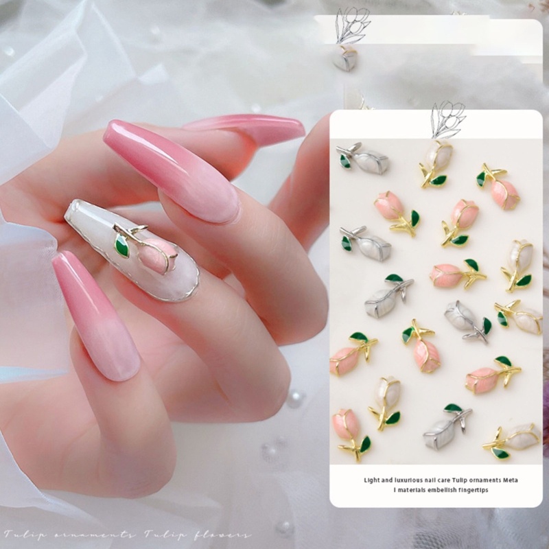 Stiker Kuku Desain Bunga Tulip Bahan Akrilik Untuk Nail Art