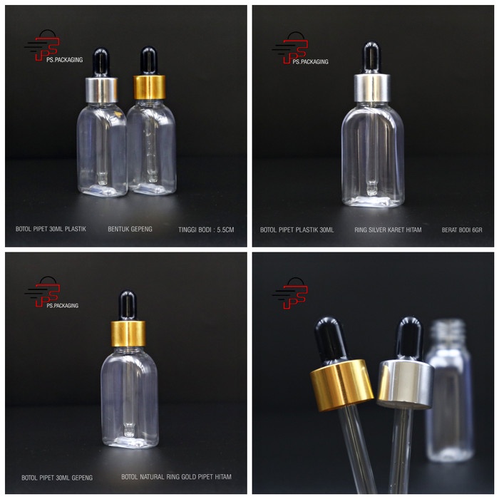 Botol Pipet 30ml plastik / botol serum 30ml _ Pipet Gold