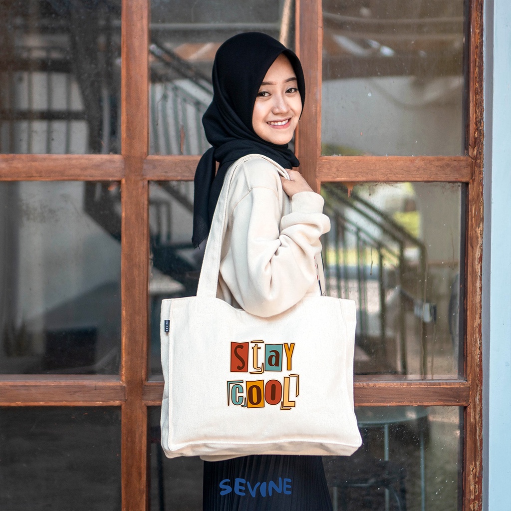 Sevine Totebag Kanvas Daisy Tas Wanita Tote Bag Dengan Kantong Laptop Kuliah Sekolah Kerja Quotes Aesthetic - KH