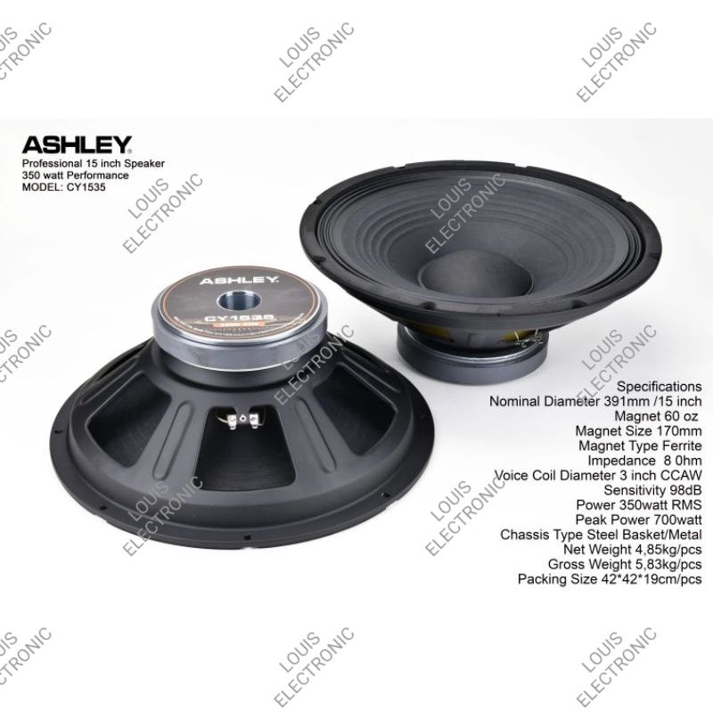 Speaker Komponen ASHLEY CY 1535 CY1535 15 Inch ORIGINAL