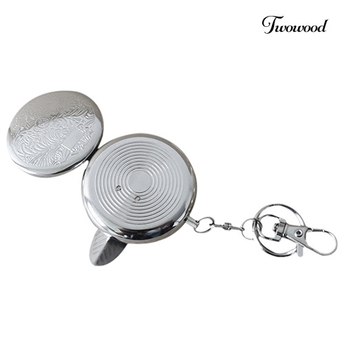 Gantungan Kunci Bentuk Bulat Mini Portable Bahan Stainless Steel