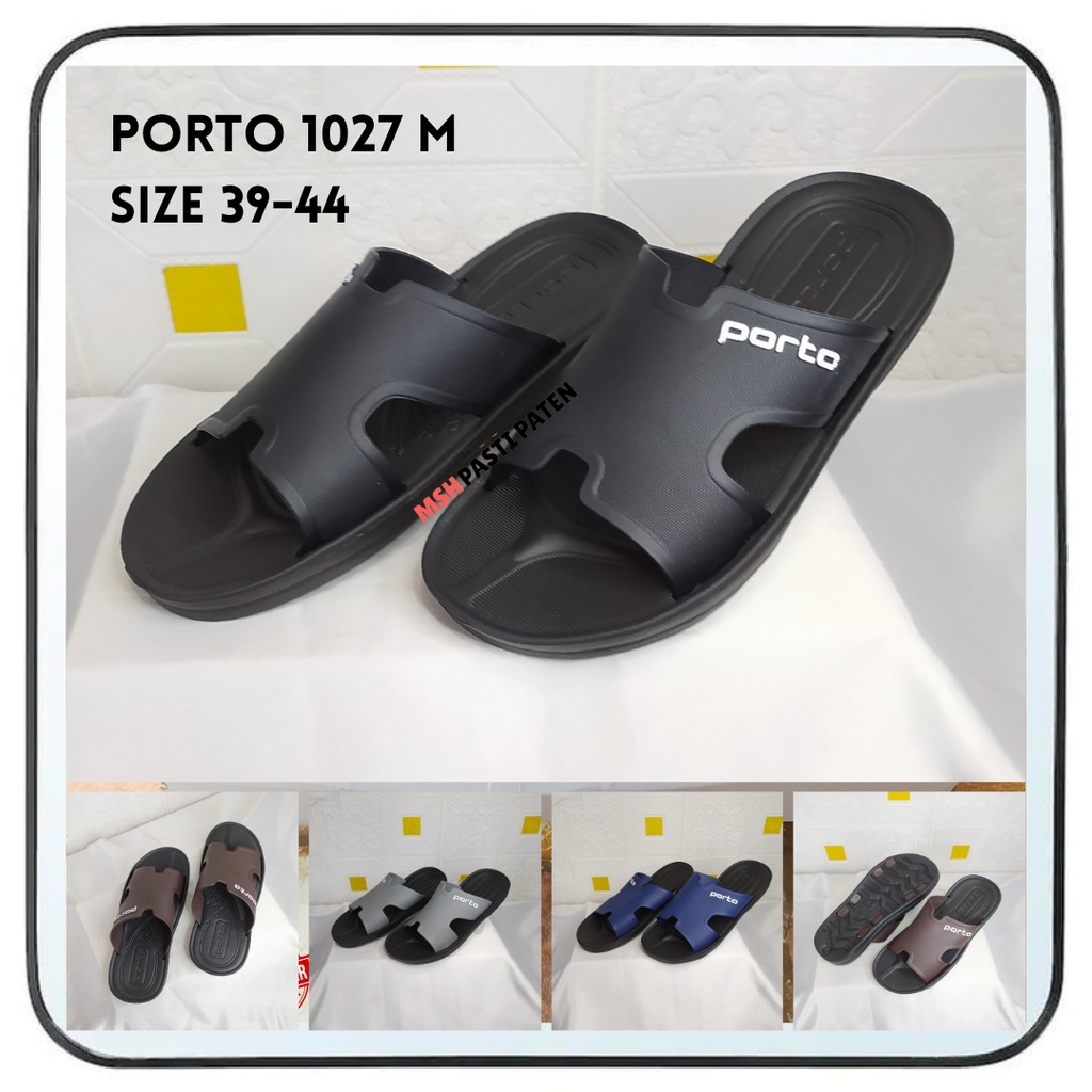 PORTO Sandal slop pria bahan karet tahan air anti slip original size 39-44