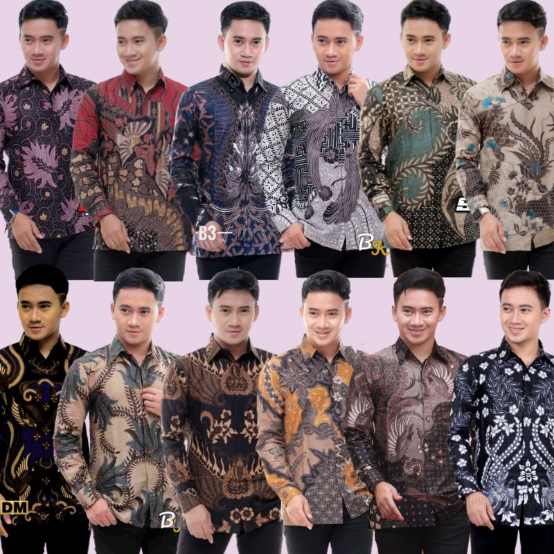 Kemeja Batik Pria Lengan Panjang Baju Cowok Slimfit M L XL Terlaris