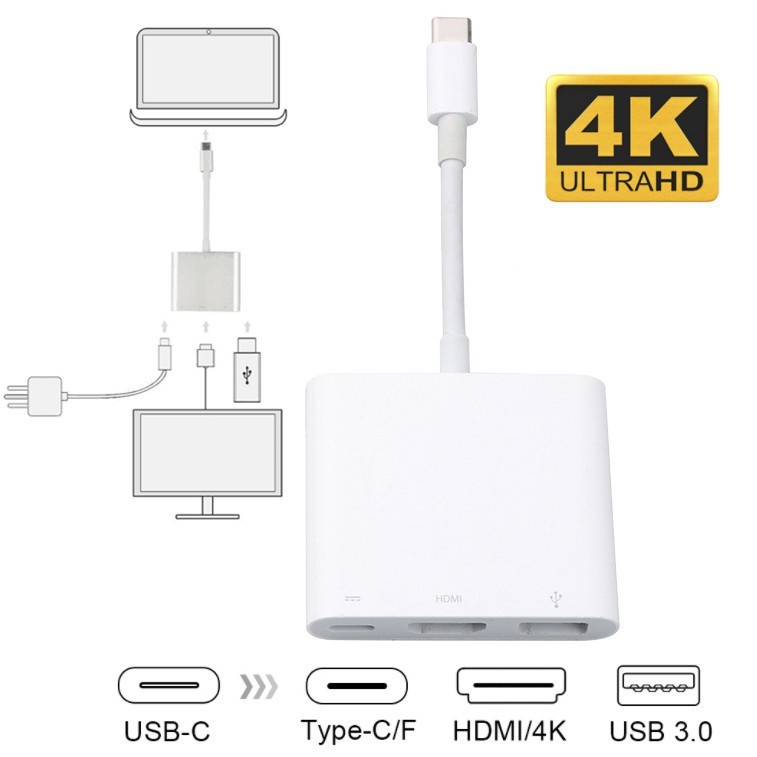 Converter 3in1 HDMI To Type C Adapter Splitter Type C To USB 3.0 HDMI TYPE C TO HDMI + USB 3.0 FEMALE + TIPE C FEMALE 3IN1