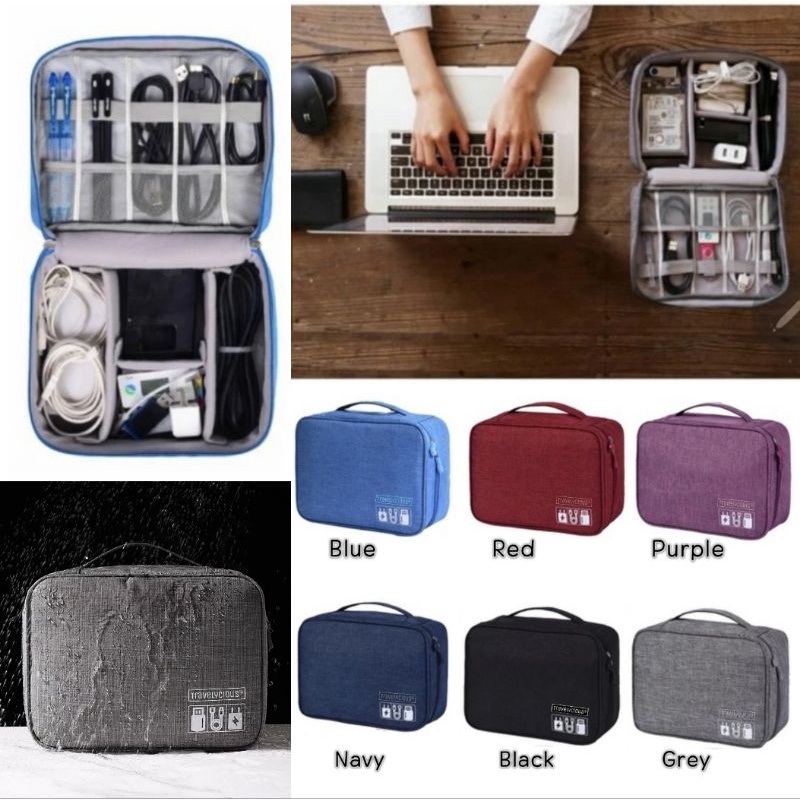 Korean Multifunction Large Gadget Pouch / Double size with Compartment/ Tas Gadget/Cable Komputer/Tas Charger