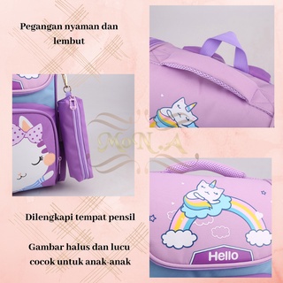 [MONA] Tas Ransel Anak Perempuan Motif Lucu Imut + FREE Tempat Pensil Waterproof - Kualitas Import Premium - M0185