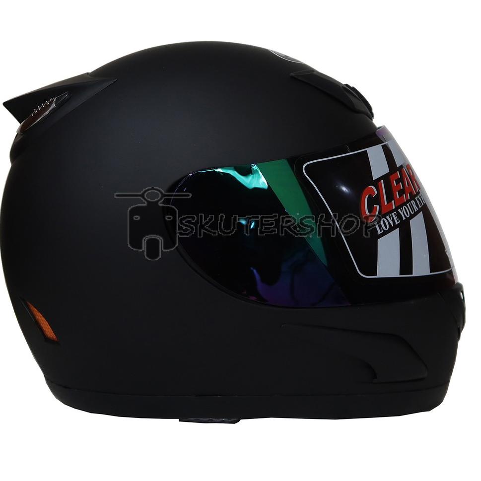 THB.18Oc22ᴺ • Helm JPN Full Face SNI Sport Racing MotoGP Racing Model Tanduk Hitam Doff Visor Rainbo
