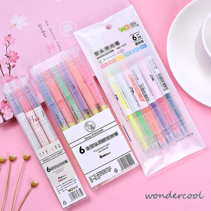 Spidol Berujung Miring Ber warna  Pena Stabilo Kreatif Berujung Ganda  Pena Stabilo Dua Warna Spidol Siswa-Won